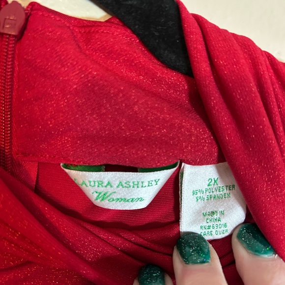 Laura Ashley red shimmering sleeveless mock-neck top zipper back size 2x - Picture 5 of 7